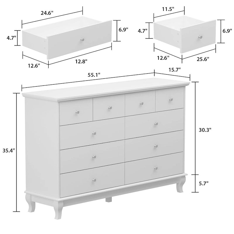 Lacquer Dresser 55.1Wide Storage Chest Storage Dresser Bedroom