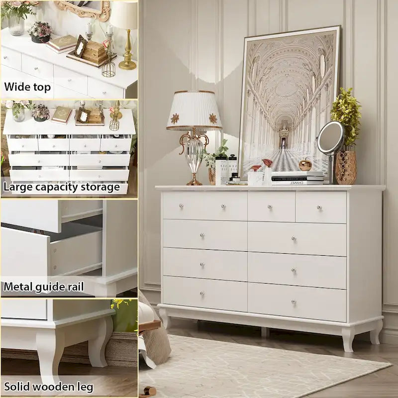 Lacquer Dresser 55.1Wide Storage Chest Storage Dresser Bedroom