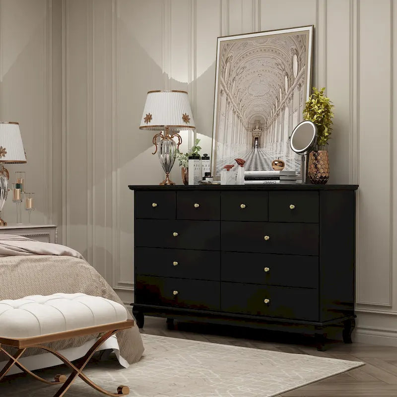 Lacquer Dresser 55.1Wide Storage Chest Storage Dresser Bedroom