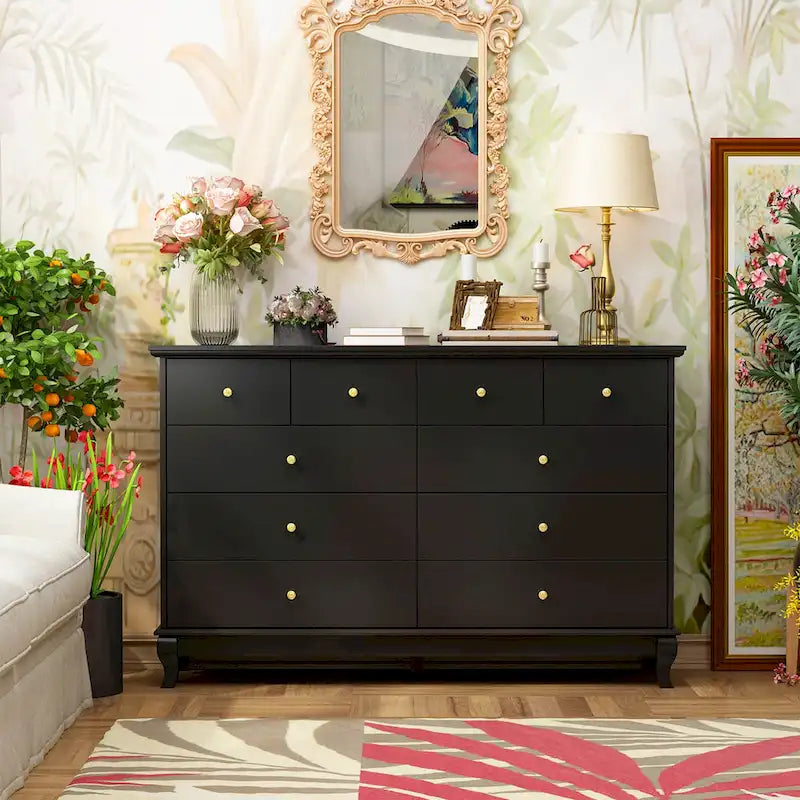 Lacquer Dresser 55.1Wide Storage Chest Storage Dresser Bedroom