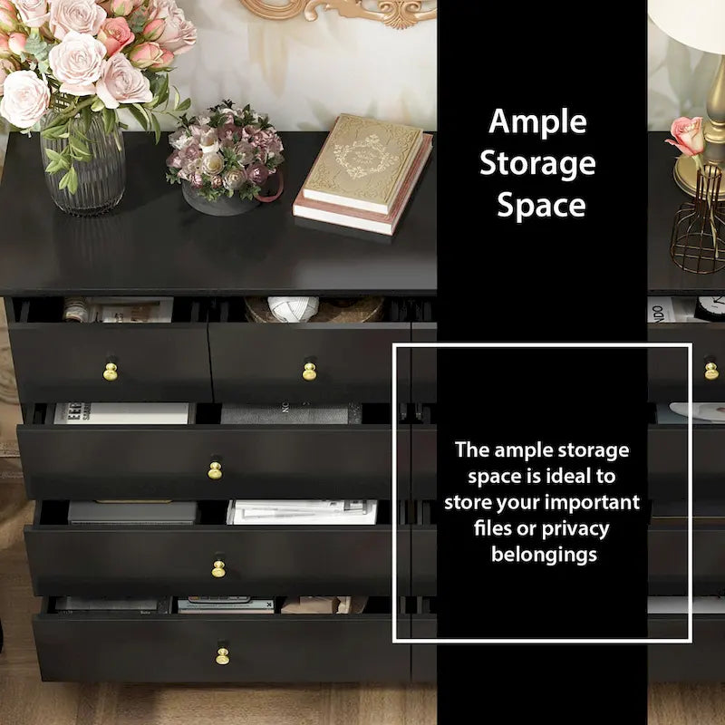 Lacquer Dresser 55.1Wide Storage Chest Storage Dresser Bedroom