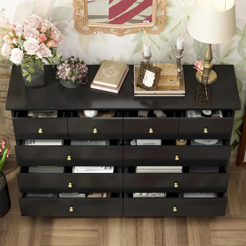 Lacquer Dresser 55.1Wide Storage Chest Storage Dresser Bedroom