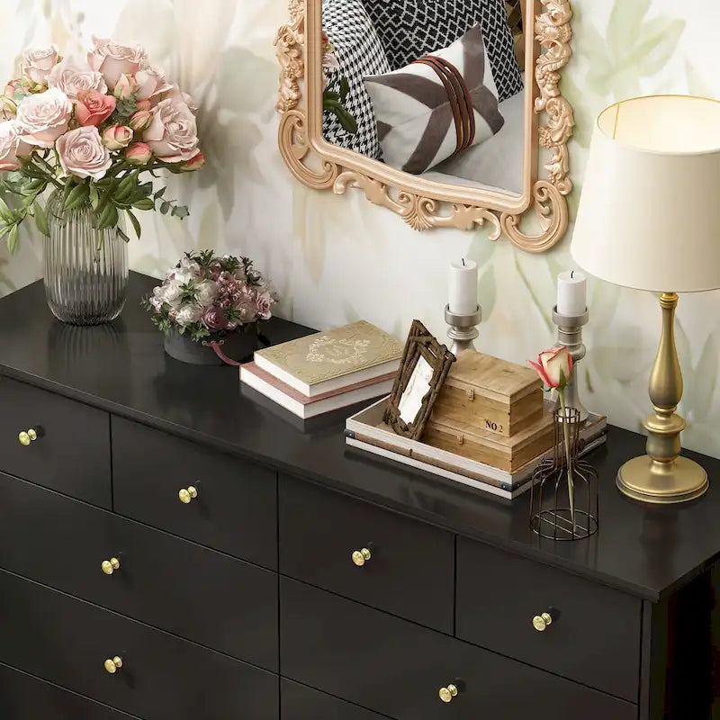 Lacquer Dresser 55.1Wide Storage Chest Storage Dresser Bedroom