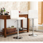 Porch & Den Galena Upholstered Chrome Adjustable Bar Stools (Set of 2)