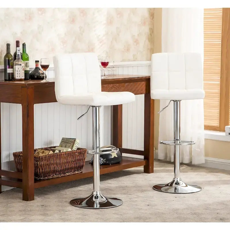 Porch & Den Galena Upholstered Chrome Adjustable Bar Stools (Set of 2)