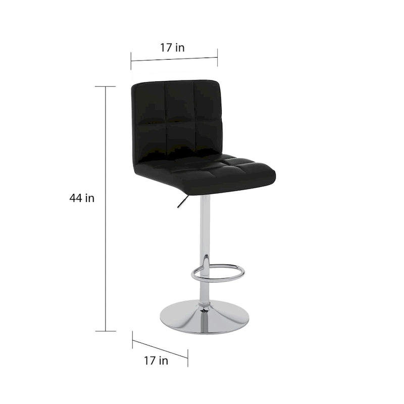 Porch & Den Galena Upholstered Chrome Adjustable Bar Stools (Set of 2)