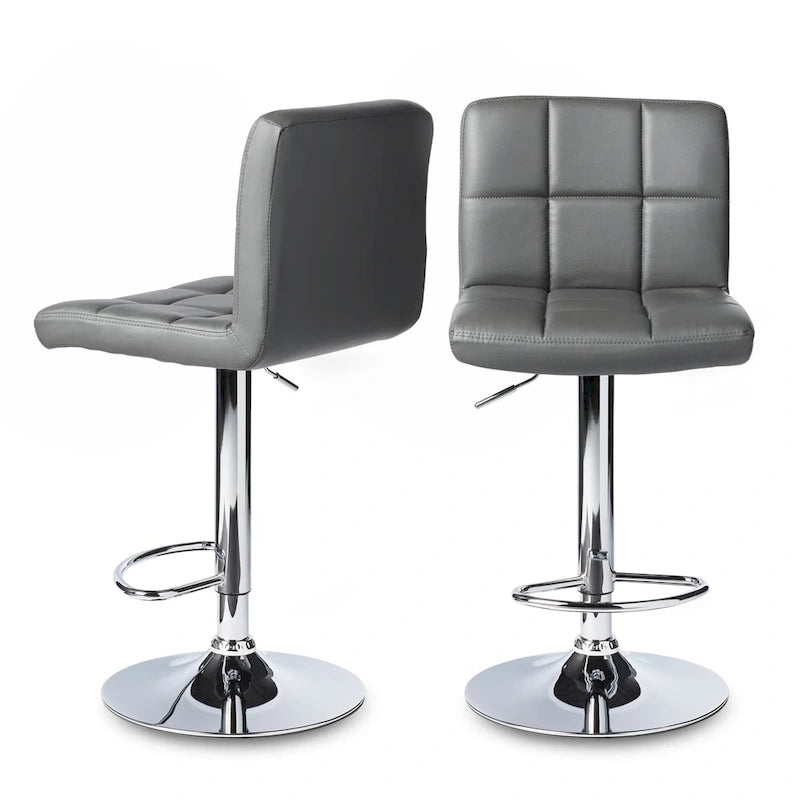 Porch & Den Galena Upholstered Chrome Adjustable Bar Stools (Set of 2)
