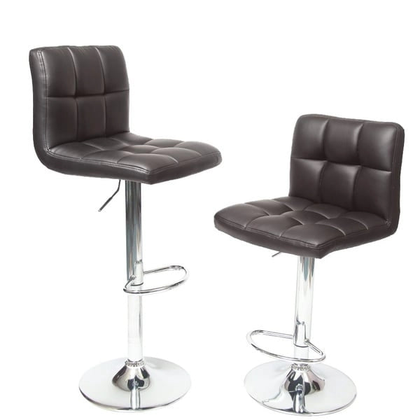 Porch & Den Galena Upholstered Chrome Adjustable Bar Stools (Set of 2)