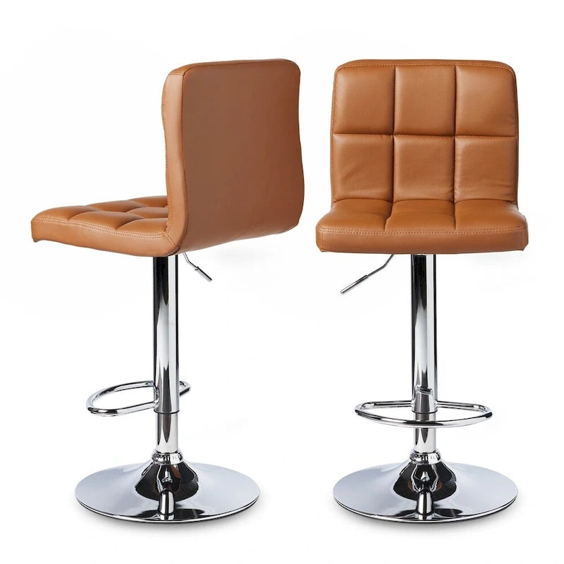 Porch & Den Galena Upholstered Chrome Adjustable Bar Stools (Set of 2)