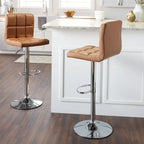 Porch & Den Galena Upholstered Chrome Adjustable Bar Stools (Set of 2)