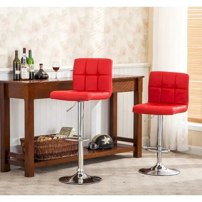 Porch & Den Galena Upholstered Chrome Adjustable Bar Stools (Set of 2)