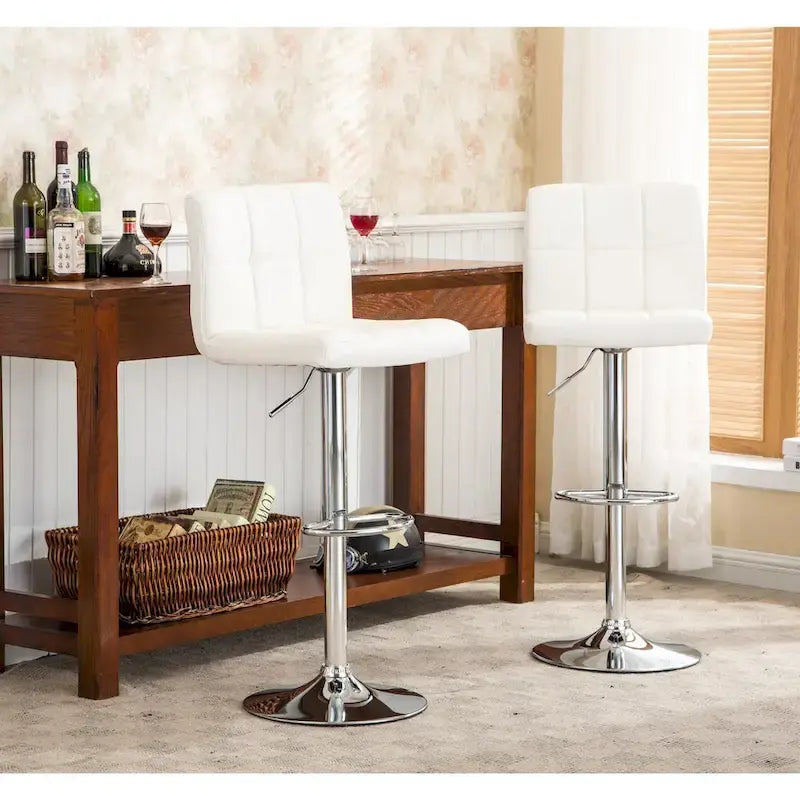 Porch & Den Galena Upholstered Chrome Adjustable Bar Stools (Set of 2)