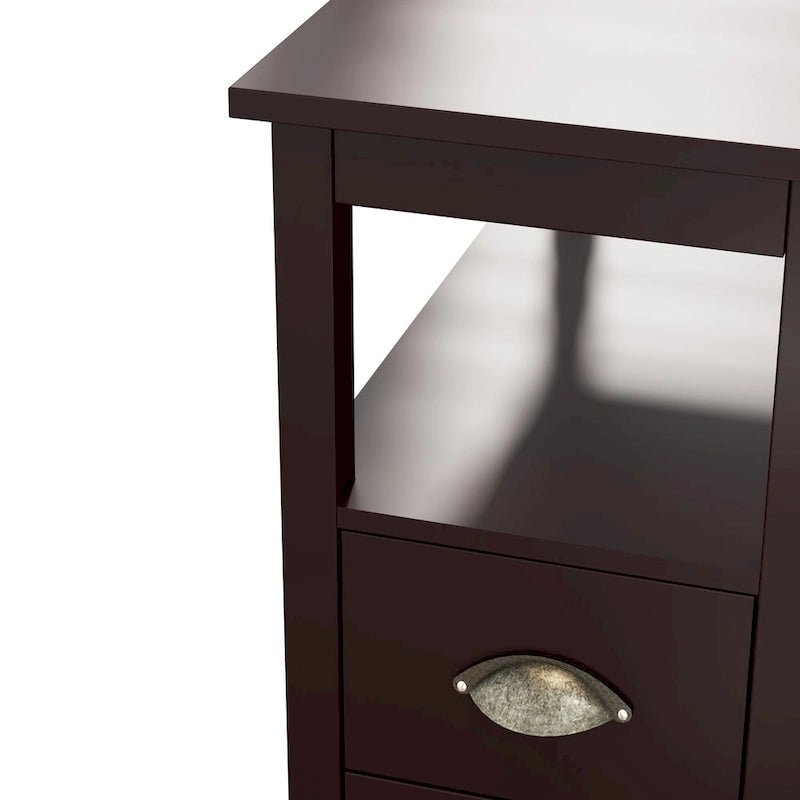 End Table With Two Drawers And Open Shelf