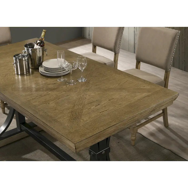 Roundhill Furniture Birmingham 6-piece Driftwood Finish Table with Nail Head Chairs Counter Height Dining Set