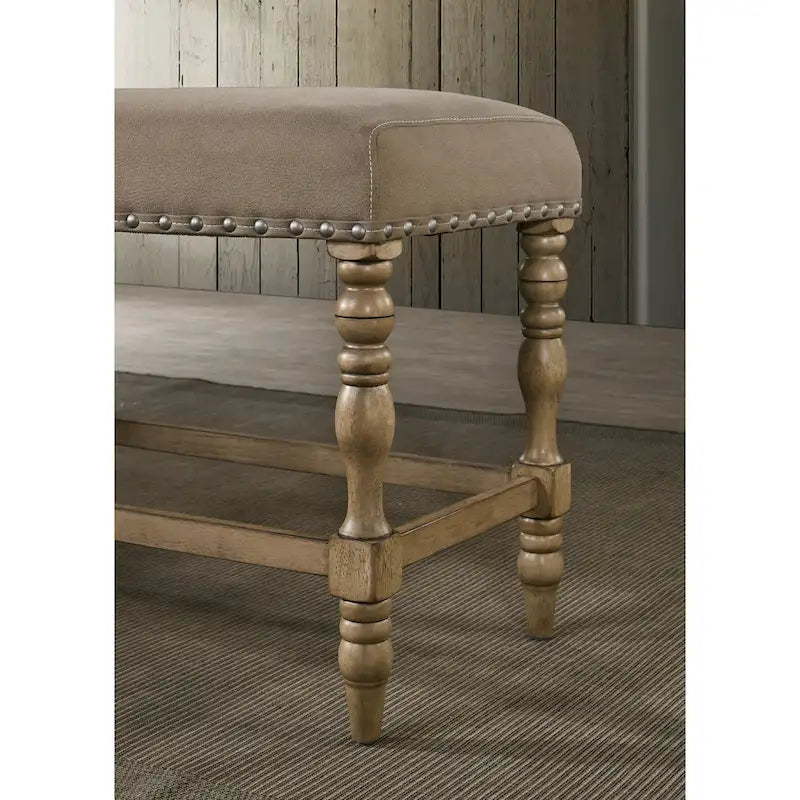 Roundhill Furniture Birmingham 6-piece Driftwood Finish Table with Nail Head Chairs Counter Height Dining Set