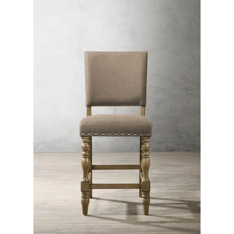 Roundhill Furniture Birmingham 6-piece Driftwood Finish Table with Nail Head Chairs Counter Height Dining Set