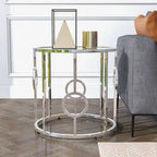 Hoop Glam Chrome 23-inch Mirror End Table by Furniture of America