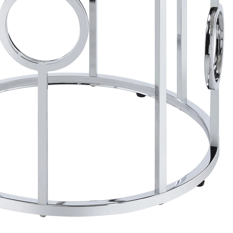 Hoop Glam Chrome 23-inch Mirror End Table by Furniture of America