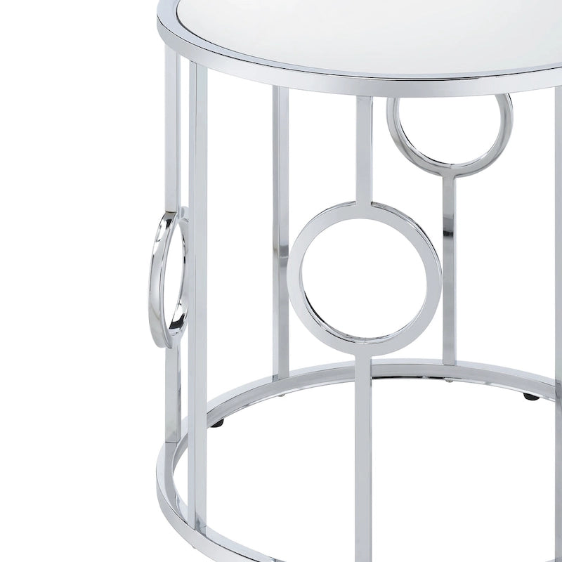 Hoop Glam Chrome 23-inch Mirror End Table by Furniture of America