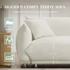 86.5 Teddy Velvet Large Bread Sofa With Pillows White