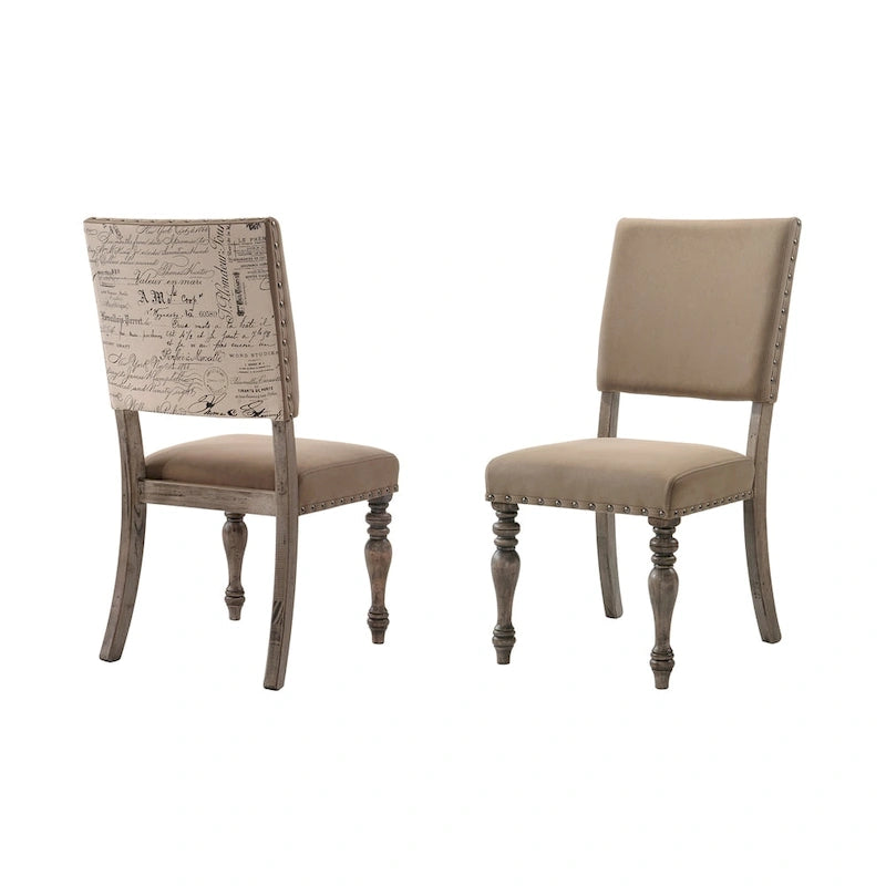 Roundhill Furniture Birmingham 7-piece Driftwood Finish Table with Nail Head Chairs Dining Set
