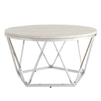 SEI Furniture Henderson Faux Marble Silver Finish Round Coffee Table