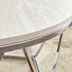 SEI Furniture Henderson Faux Marble Silver Finish Round Coffee Table