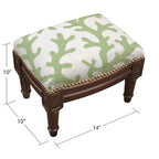 Green Coral Needlepoint Footstool
