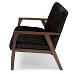 Baxton Studio Nikko Mid-century Modern Scandinavian Style Dark Brown Faux Leather Wooden 3-Seater Sofa
