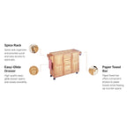 Natural Wood Kitchen Cart with Breakfast Bar