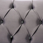 Addae Glam Grey Velvet Fabric Upholstered Button Tufted Sofa by Furniture of America