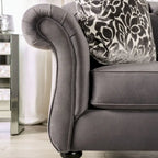 Addae Glam Grey Velvet Fabric Upholstered Button Tufted Sofa by Furniture of America