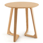 24 Round Side Table Solid Rubber Wood End Table Beside Sofa & Bed