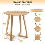 24 Round Side Table Solid Rubber Wood End Table Beside Sofa & Bed