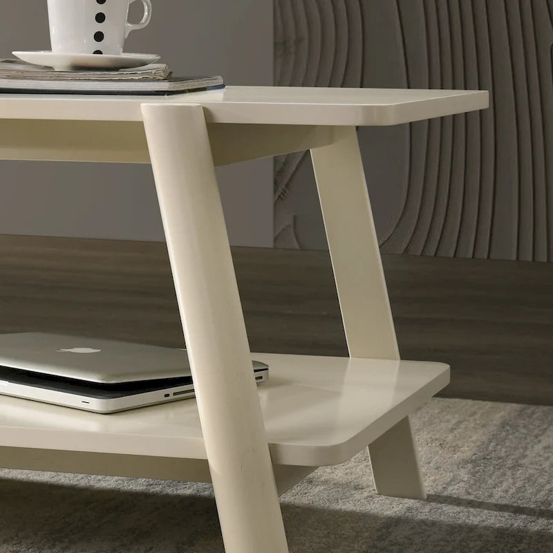 Roundhill Furniture Metz Mid-Century Modern Wood Shelf End Table