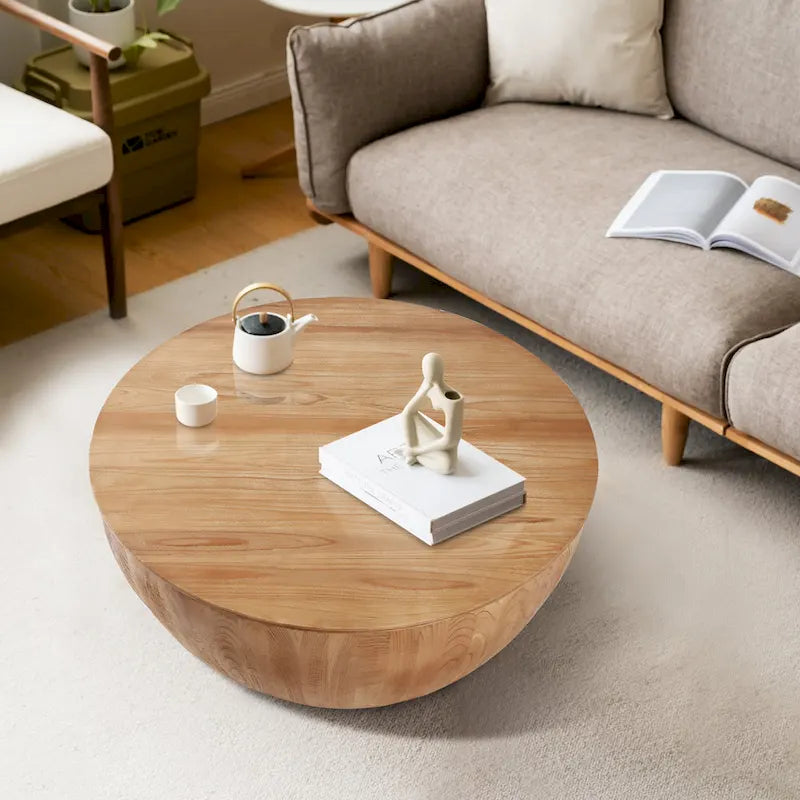 35.43Vintage Style Bucket Shaped Coffee Table for Living Room