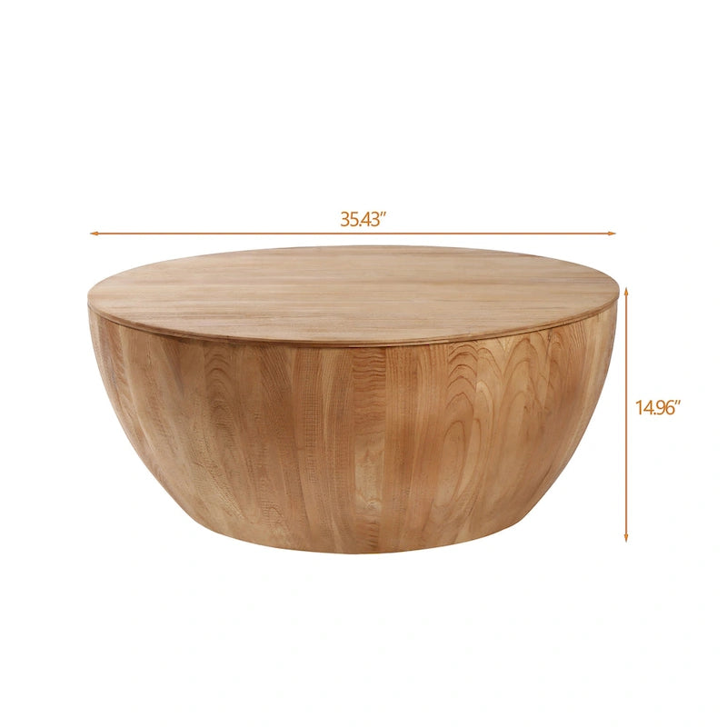 35.43Vintage Style Bucket Shaped Coffee Table for Living Room