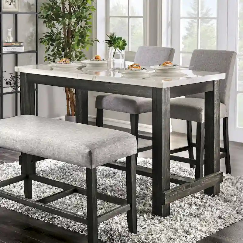 Furniture of America Shap Rustic Black 60-inch Counter Height Table