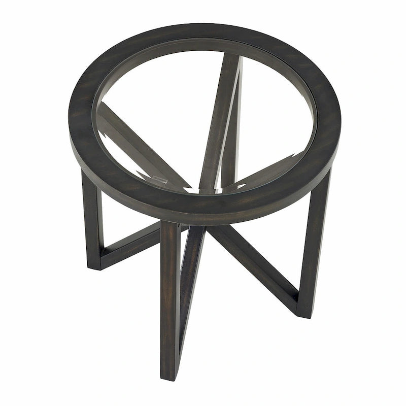 Sleek Glass Coffee Table with Solid Wood Base