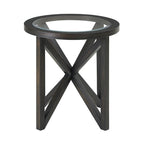 Sleek Glass Coffee Table with Solid Wood Base
