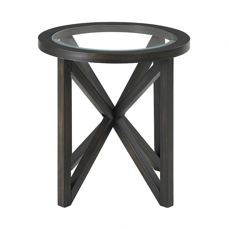 Sleek Glass Coffee Table with Solid Wood Base