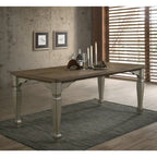 Roundhill Furniture Breda Antique Gray and Dark Oak Finished Wood Dining Set, Table with Six Chairs