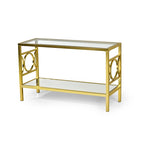 Steve Silver Oria Modern Tempered Glass and Gold Metal Sofa Table