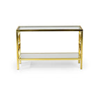 Steve Silver Oria Modern Tempered Glass and Gold Metal Sofa Table