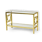 Steve Silver Oria Modern Tempered Glass and Gold Metal Sofa Table