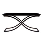 SEI Furniture Bugleweed Black/Copper Distressed Metal and Tempered Glass Glam Coffee Table