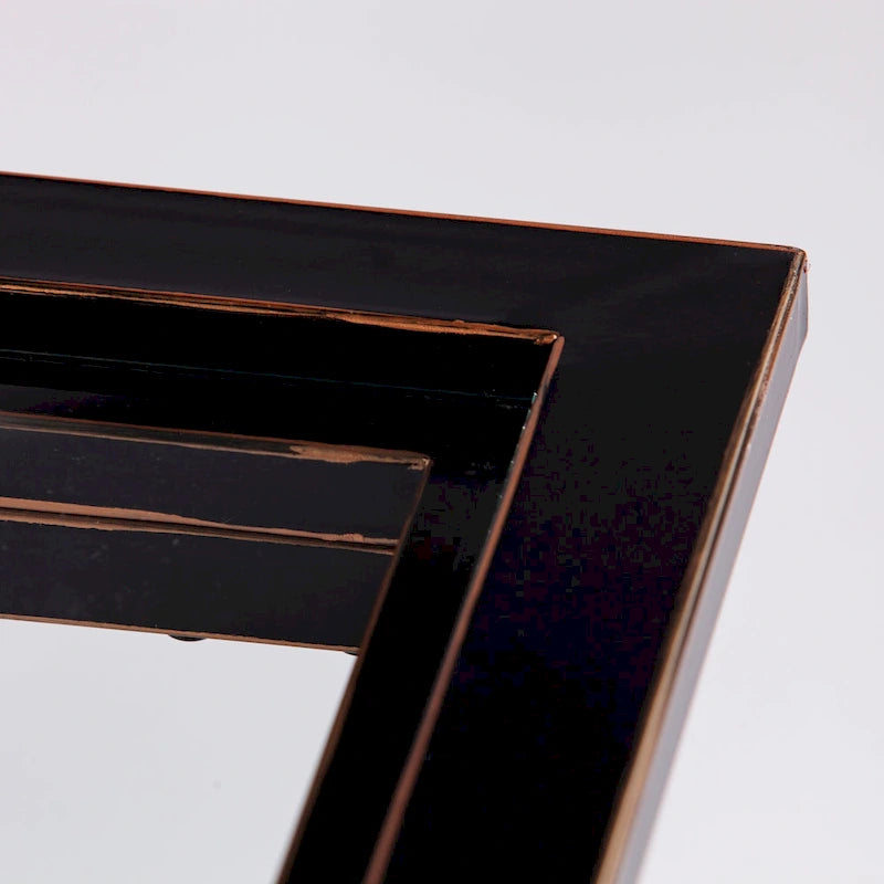 SEI Furniture Bugleweed Black/Copper Distressed Metal and Tempered Glass Glam Coffee Table