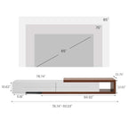 Modern Extendable White TV Stand, Solid Wood Media Console for Up to 100 Inch TV with 3 Drawers, Fully-Assembled, Walnut Veneer