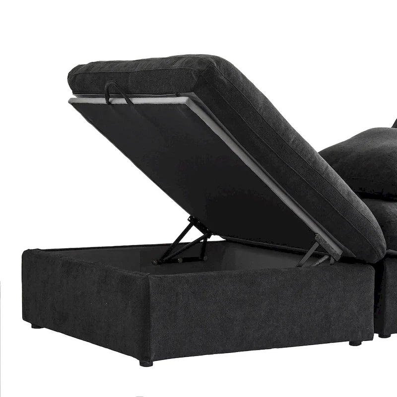 160 Modern Linen Upholstery 4 Piece Sectional Sofa Minimalism Commix Down Filled Modular Couches