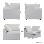 160 Modern Linen Upholstery 4 Piece Sectional Sofa Minimalism Commix Down Filled Modular Couches
